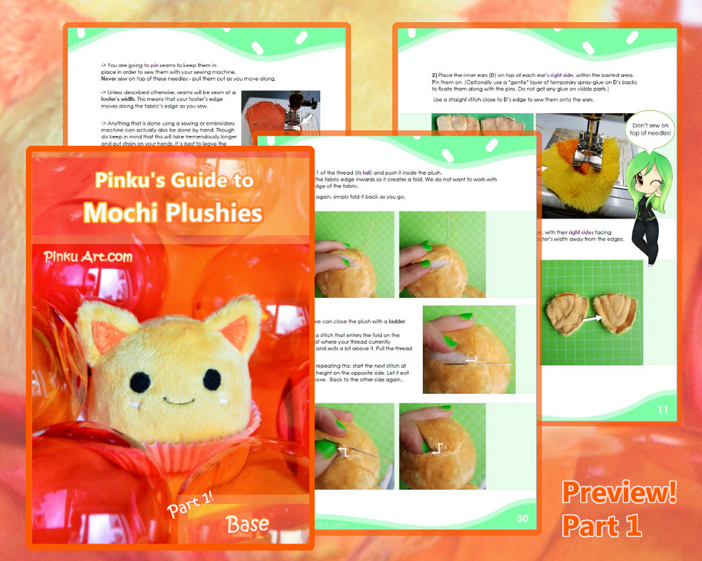 Part 1 I Mochi Plush sewing Pattern + Tutorial Book .PDF