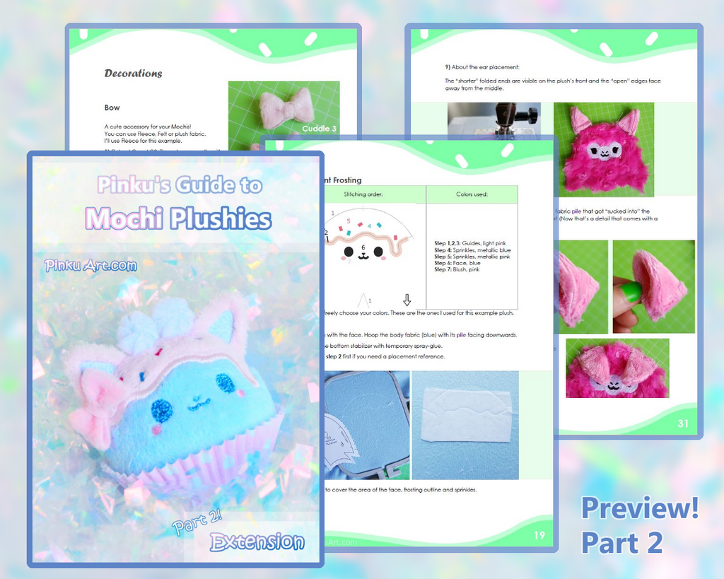 Part  2 I Mochi Plush sewing Pattern + Tutorial Book .PDF + Embroidery files