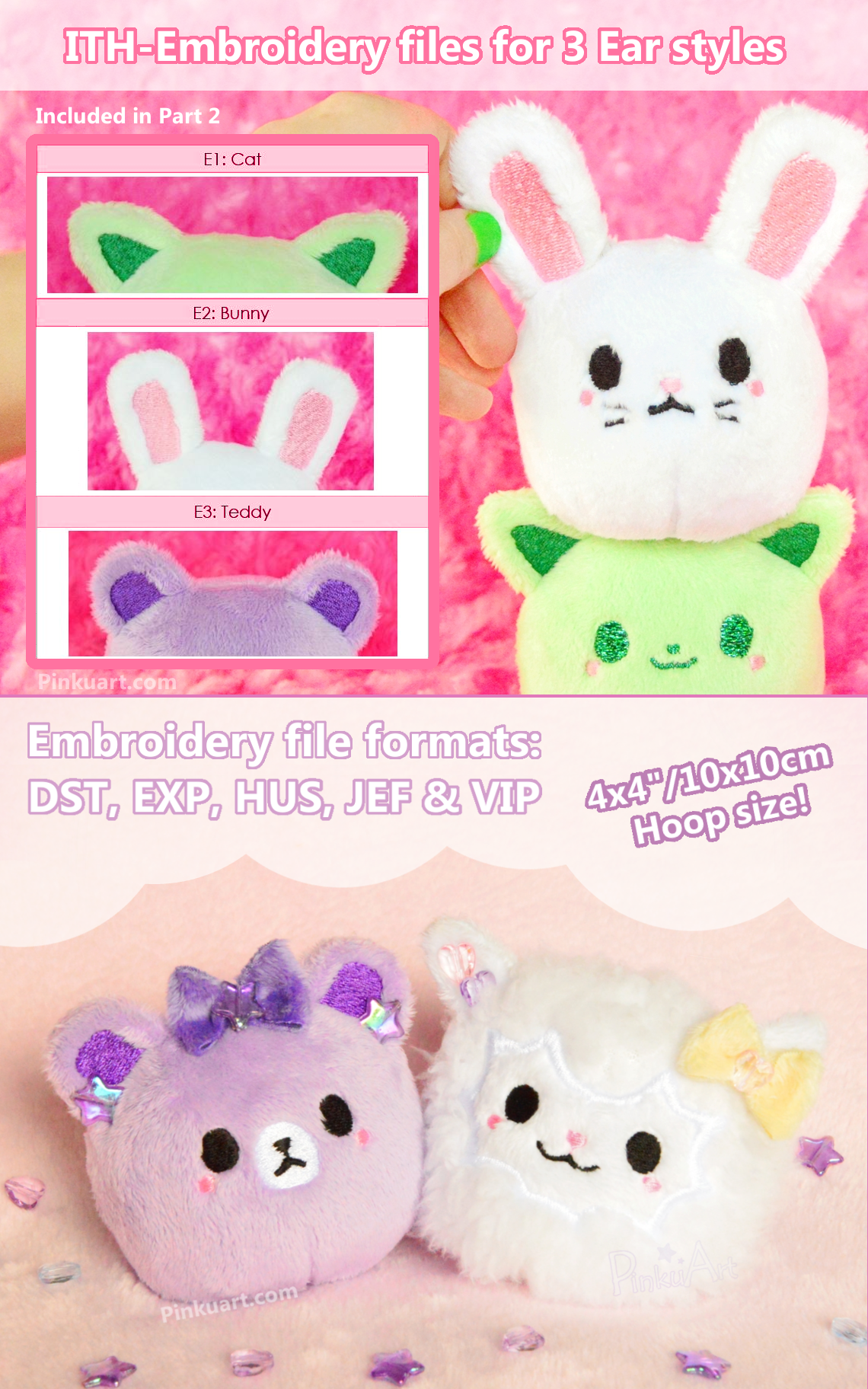 Part  2 I Mochi Plush sewing Pattern + Tutorial Book .PDF + Embroidery files