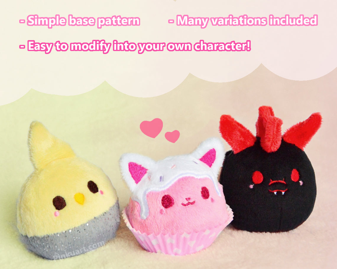 Part  2 I Mochi Plush sewing Pattern + Tutorial Book .PDF + Embroidery files