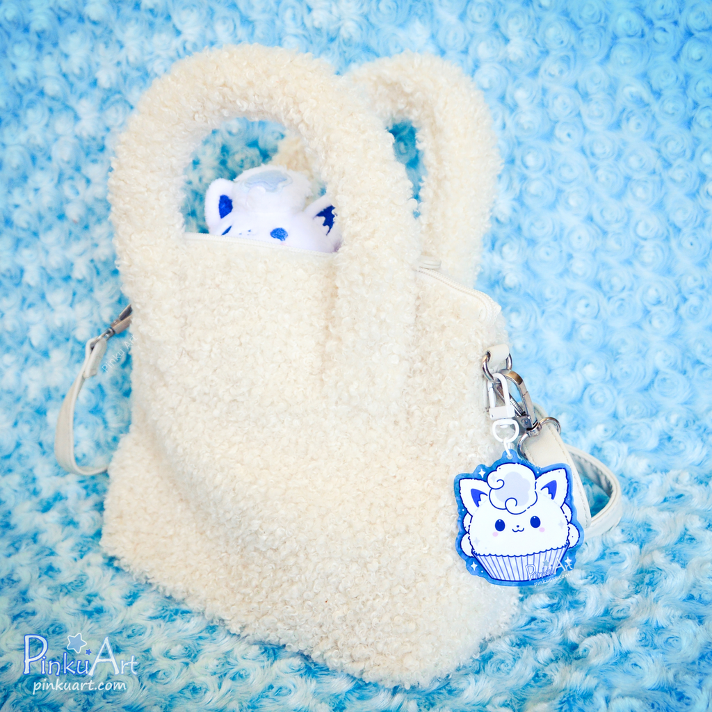 Winter Fox Mochi TO GO - Kawaii Acrylic Anime Keychain, double sided