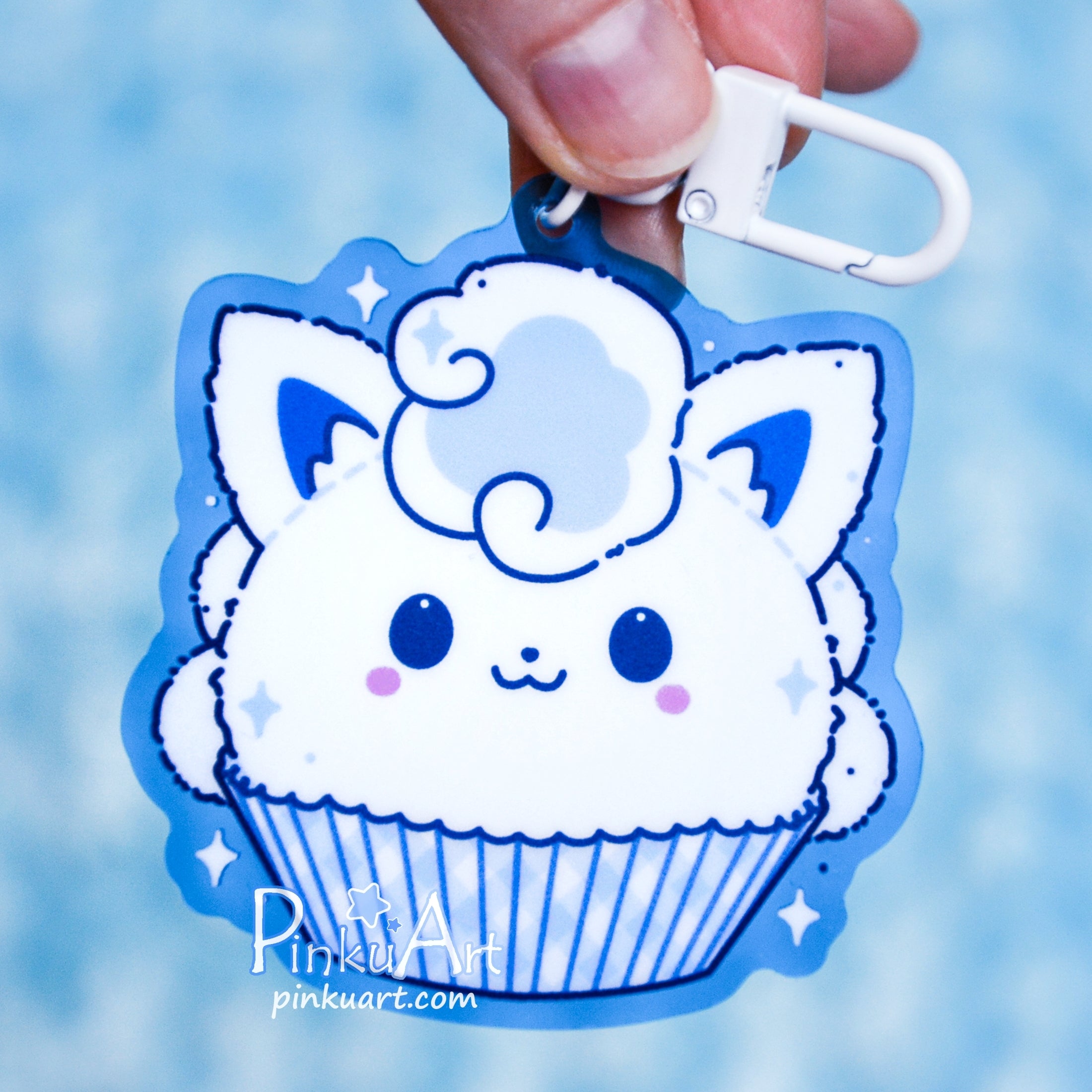 Winter Fox Mochi TO GO - Kawaii Acrylic Anime Keychain, double sided