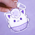 Lavender Fox Mochi TO GO - Kawaii Acrylic Anime Keychain, double sided