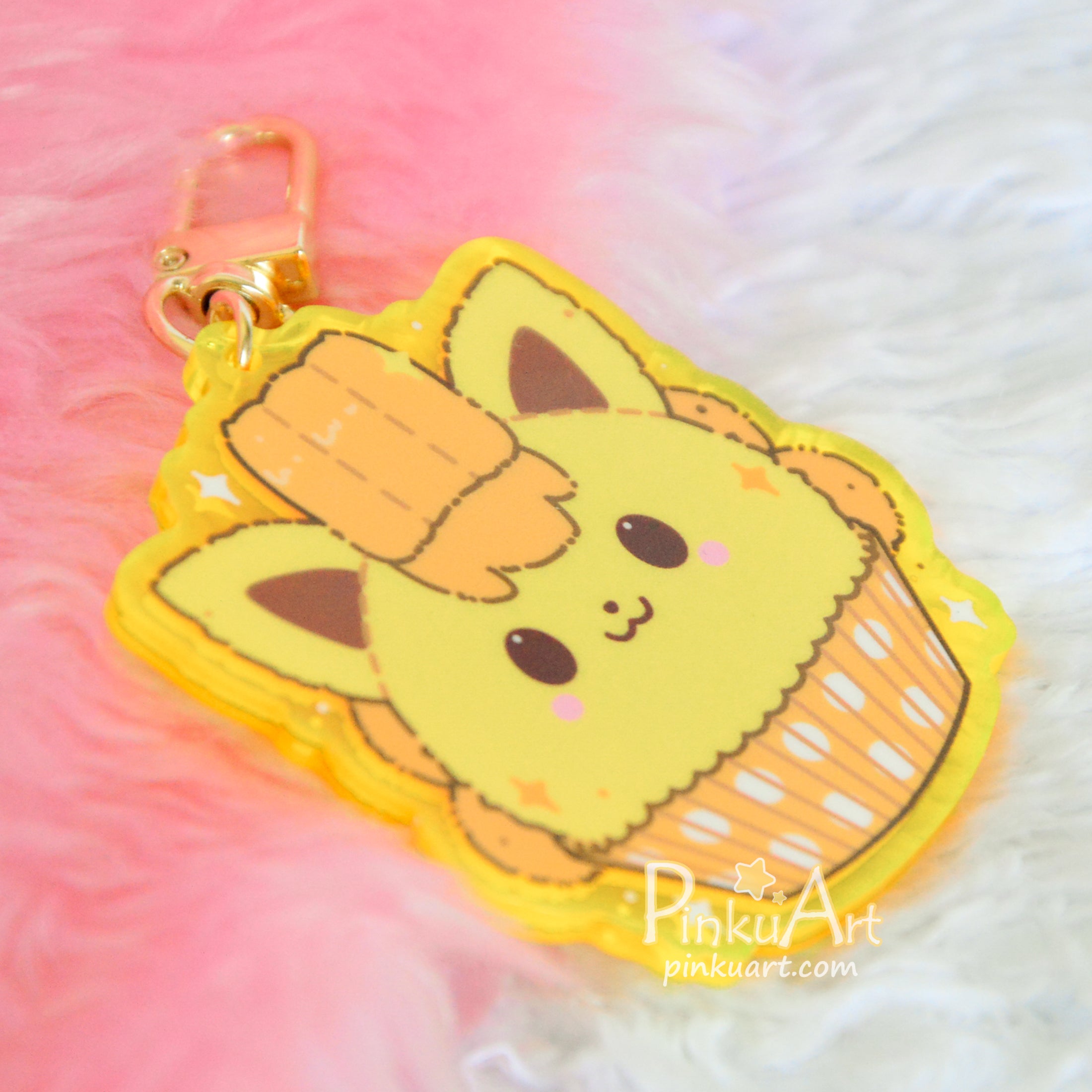 Lemon Fox Mochi TO GO - Kawaii Acrylic Anime Keychain, double sided