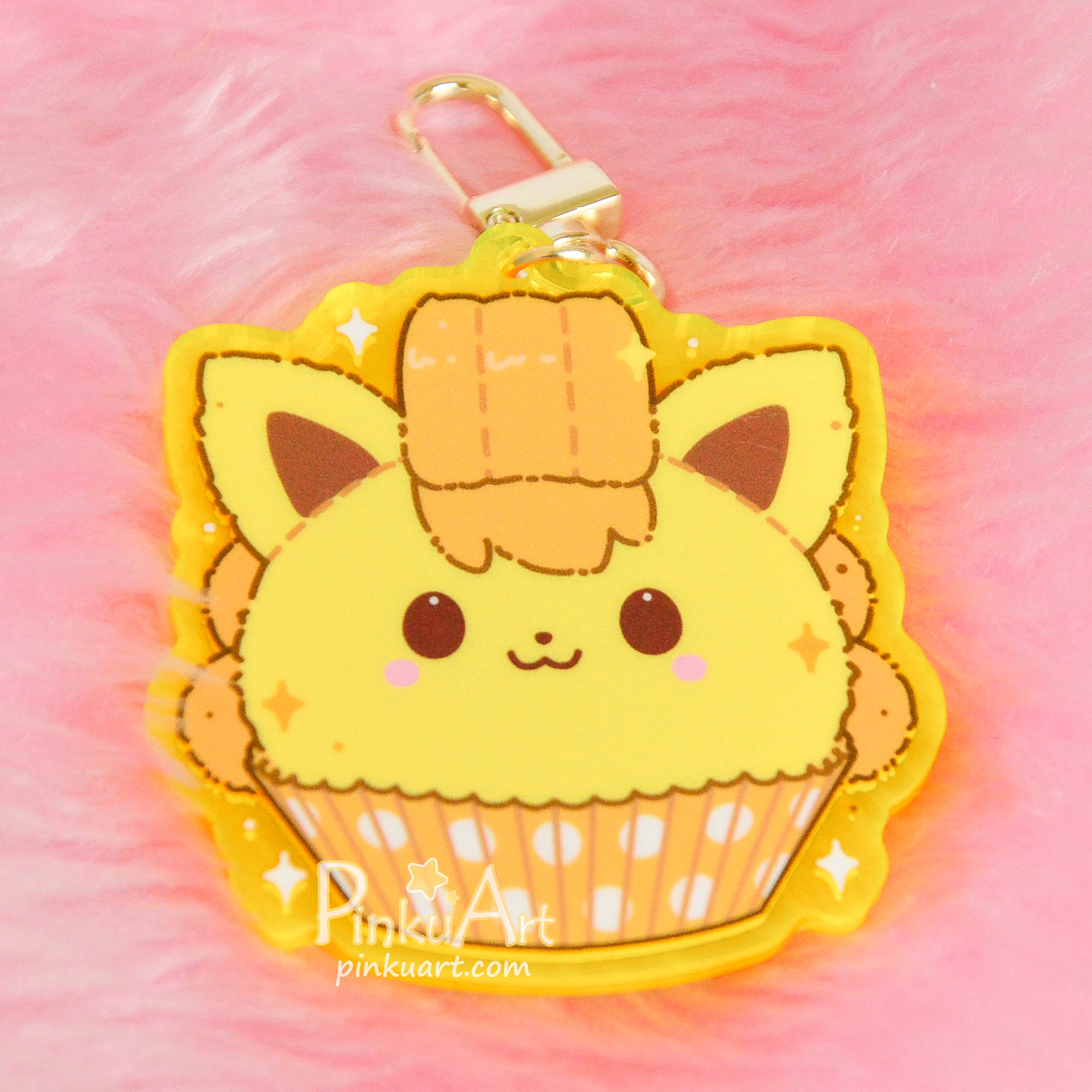 Lemon Fox Mochi TO GO - Kawaii Acrylic Anime Keychain, double sided