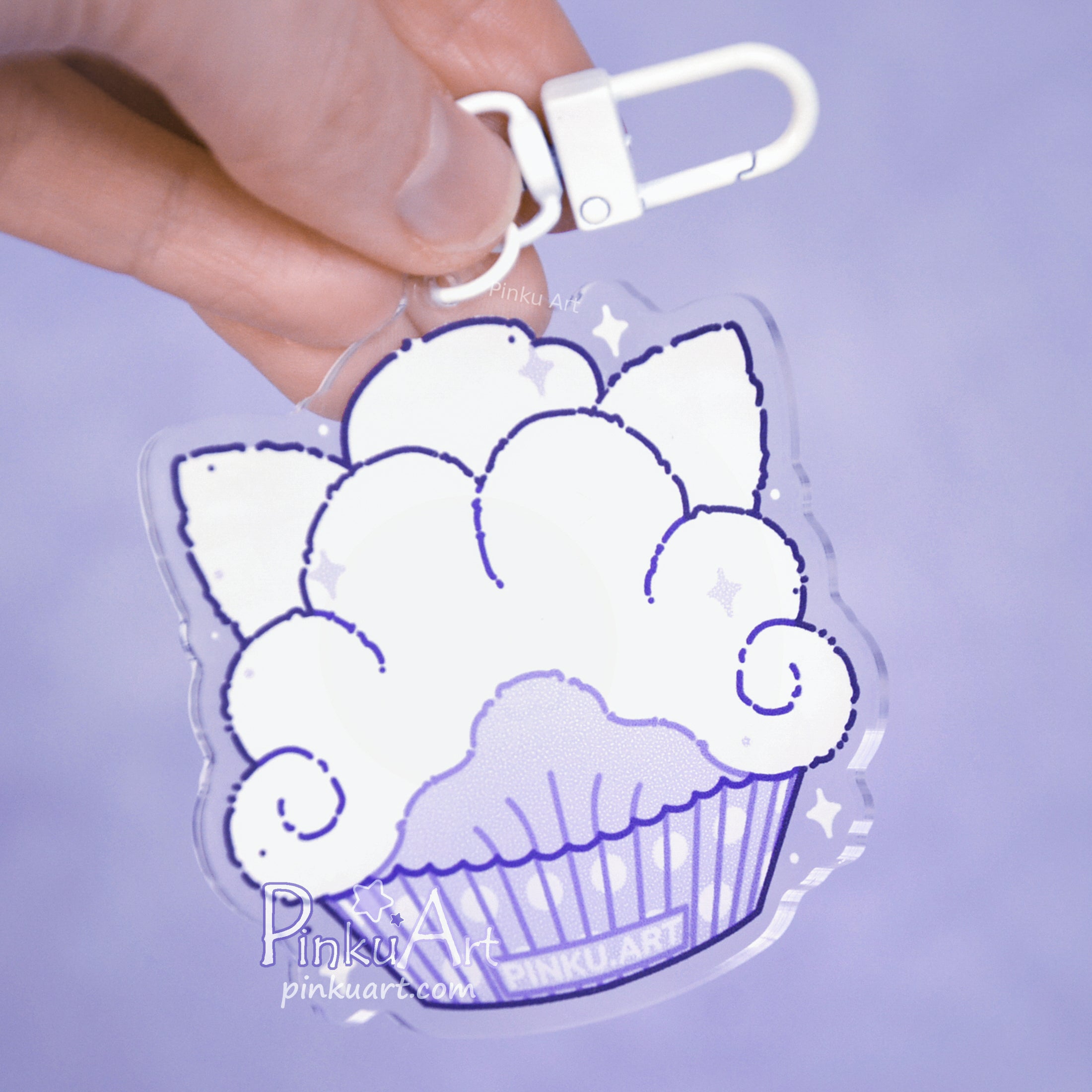 Lavender Fox Mochi TO GO - Kawaii Acrylic Anime Keychain, double sided
