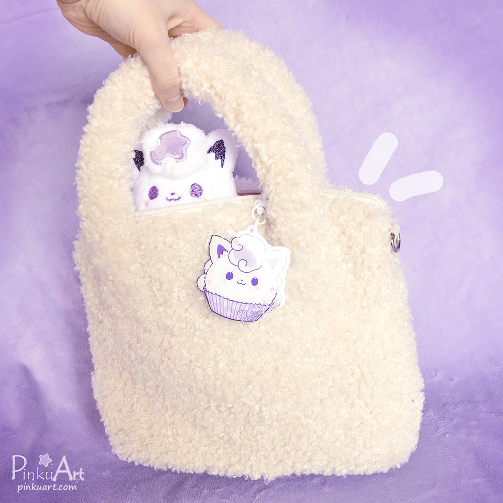 Lavender Fox Mochi TO GO - Kawaii Acrylic Anime Keychain, double sided