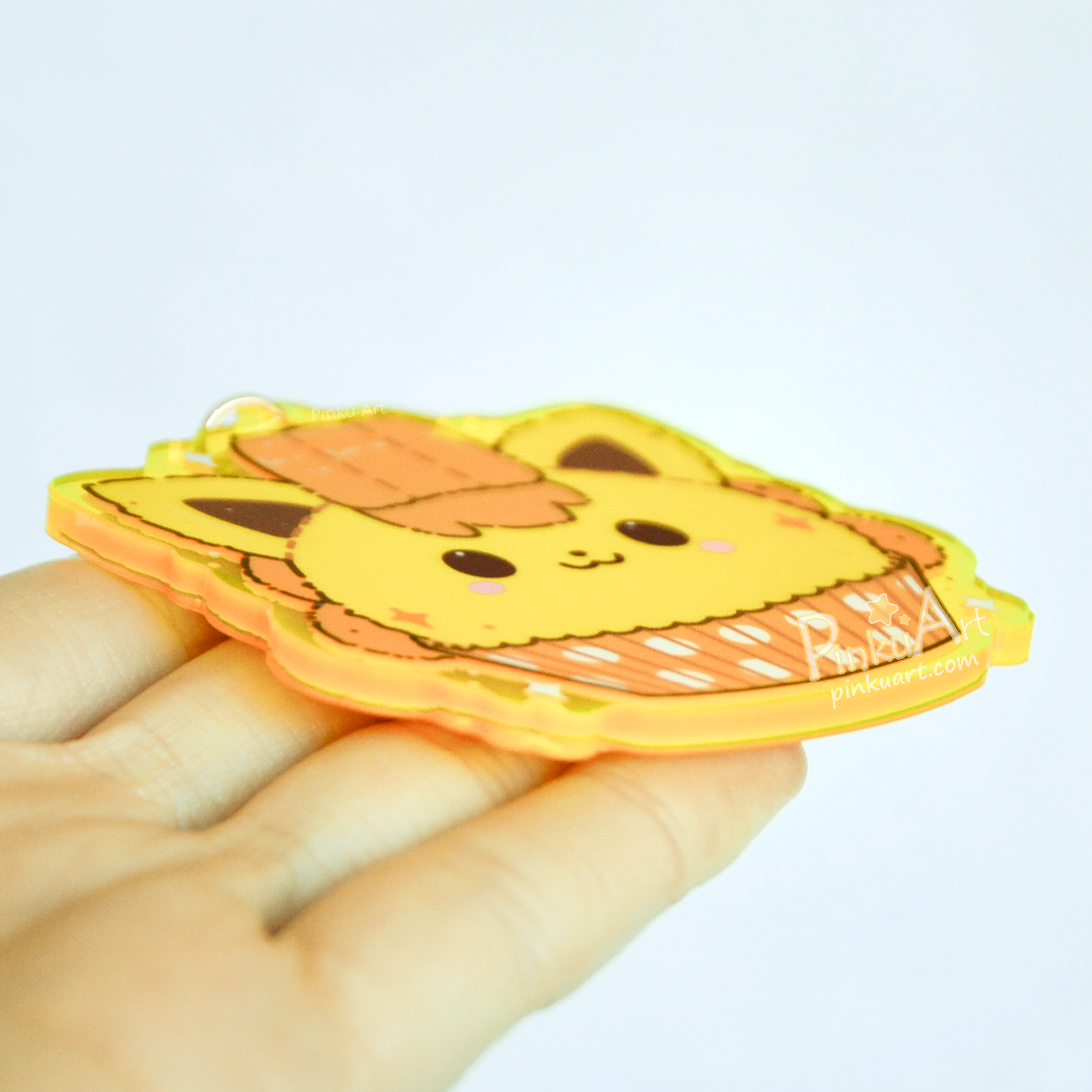 Lemon Fox Mochi TO GO - Kawaii Acrylic Anime Keychain, double sided