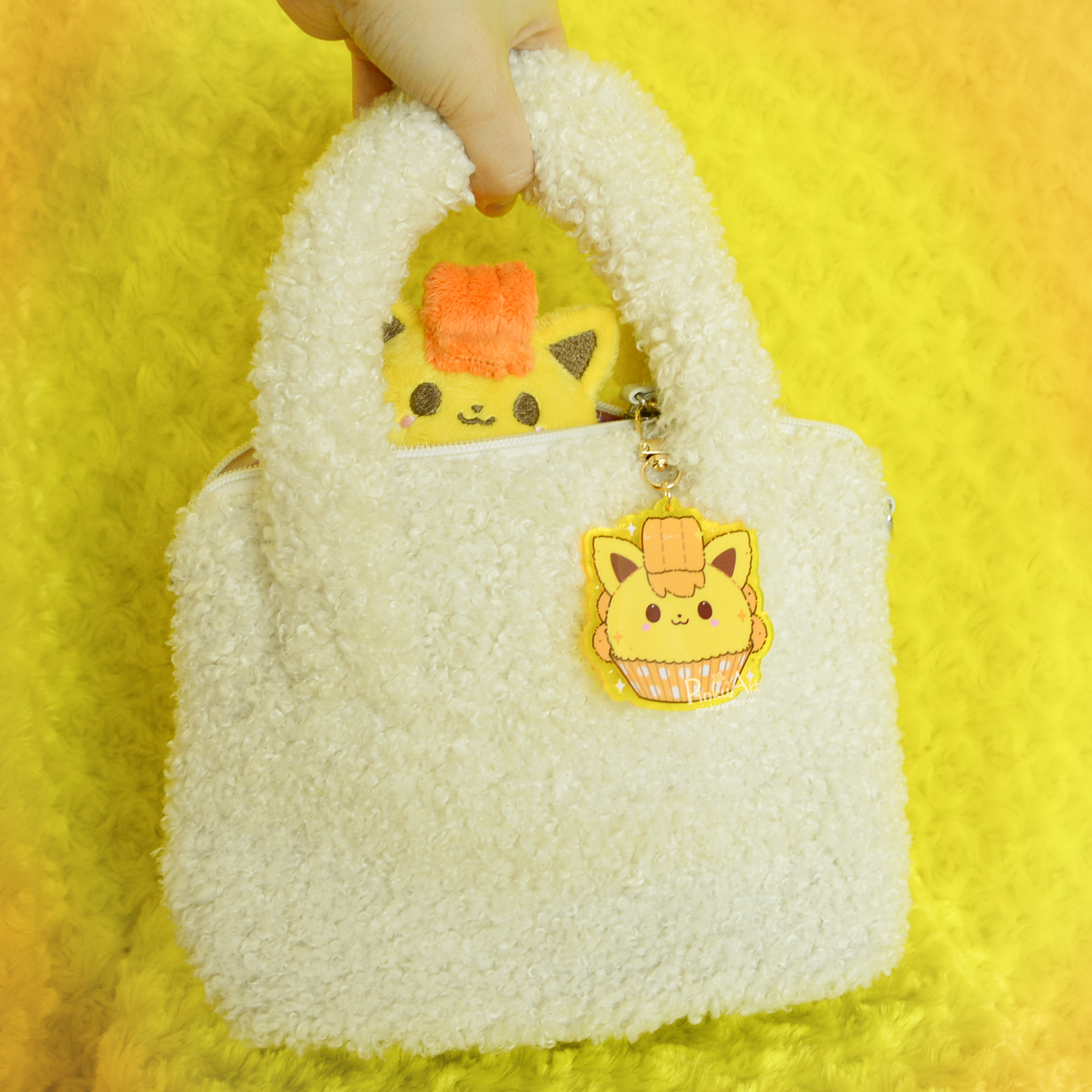 Lemon Fox Mochi TO GO - Kawaii Acrylic Anime Keychain, double sided