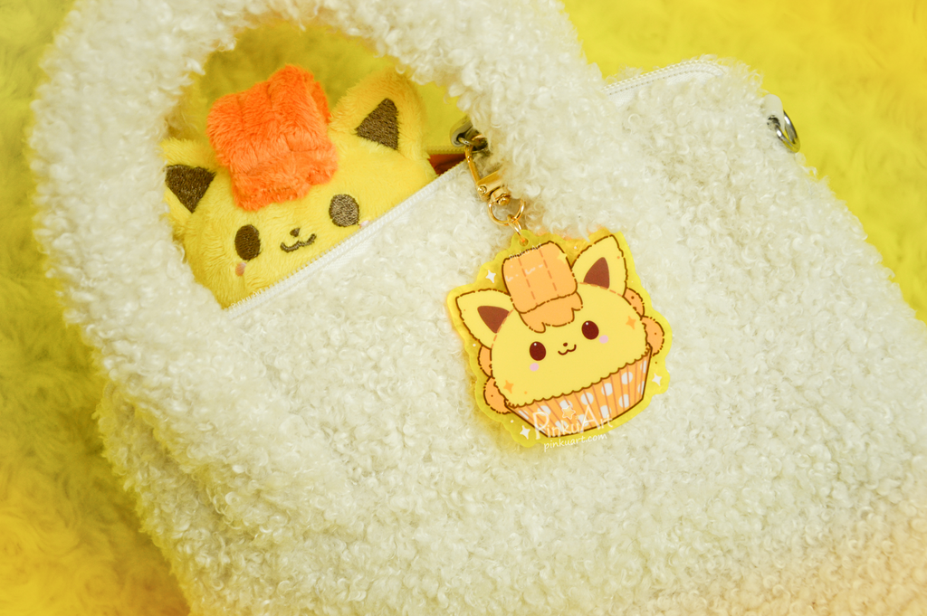 Lemon Fox Mochi TO GO - Kawaii Acrylic Anime Keychain, double sided
