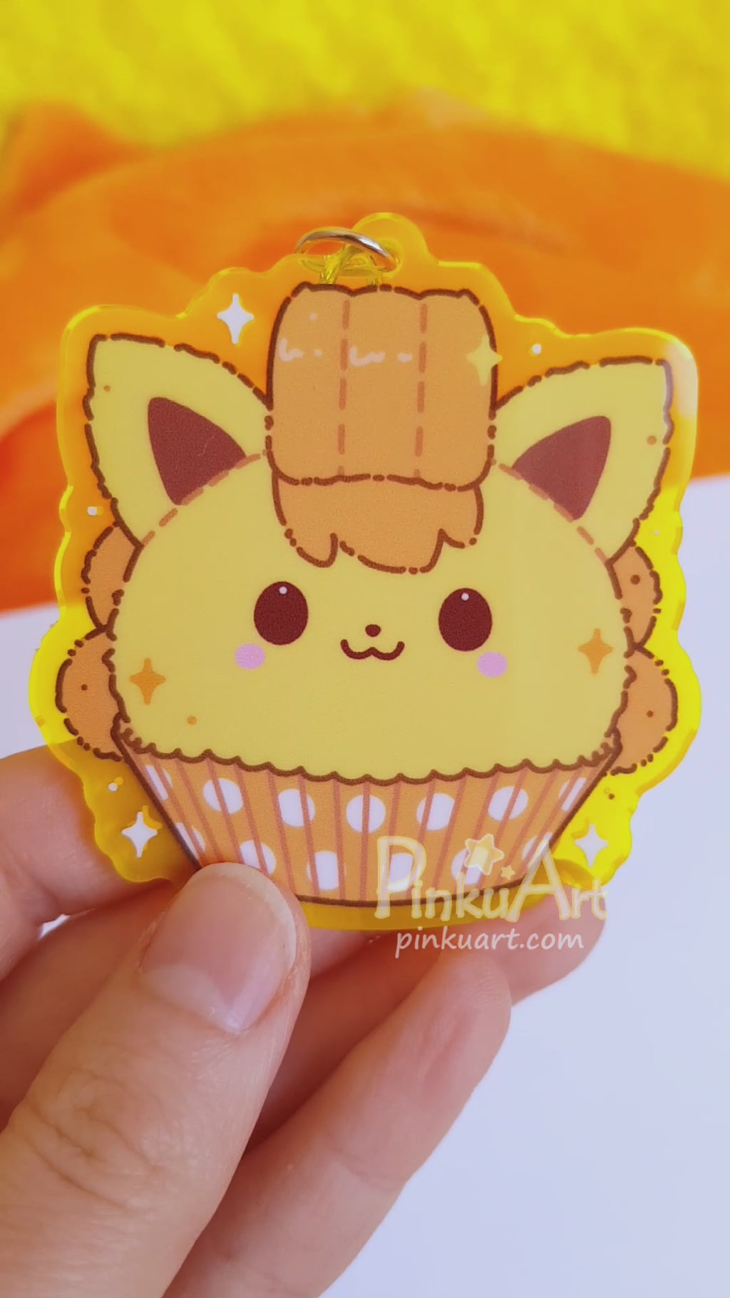 Lemon Fox Mochi TO GO - Kawaii Acrylic Anime Keychain, double sided