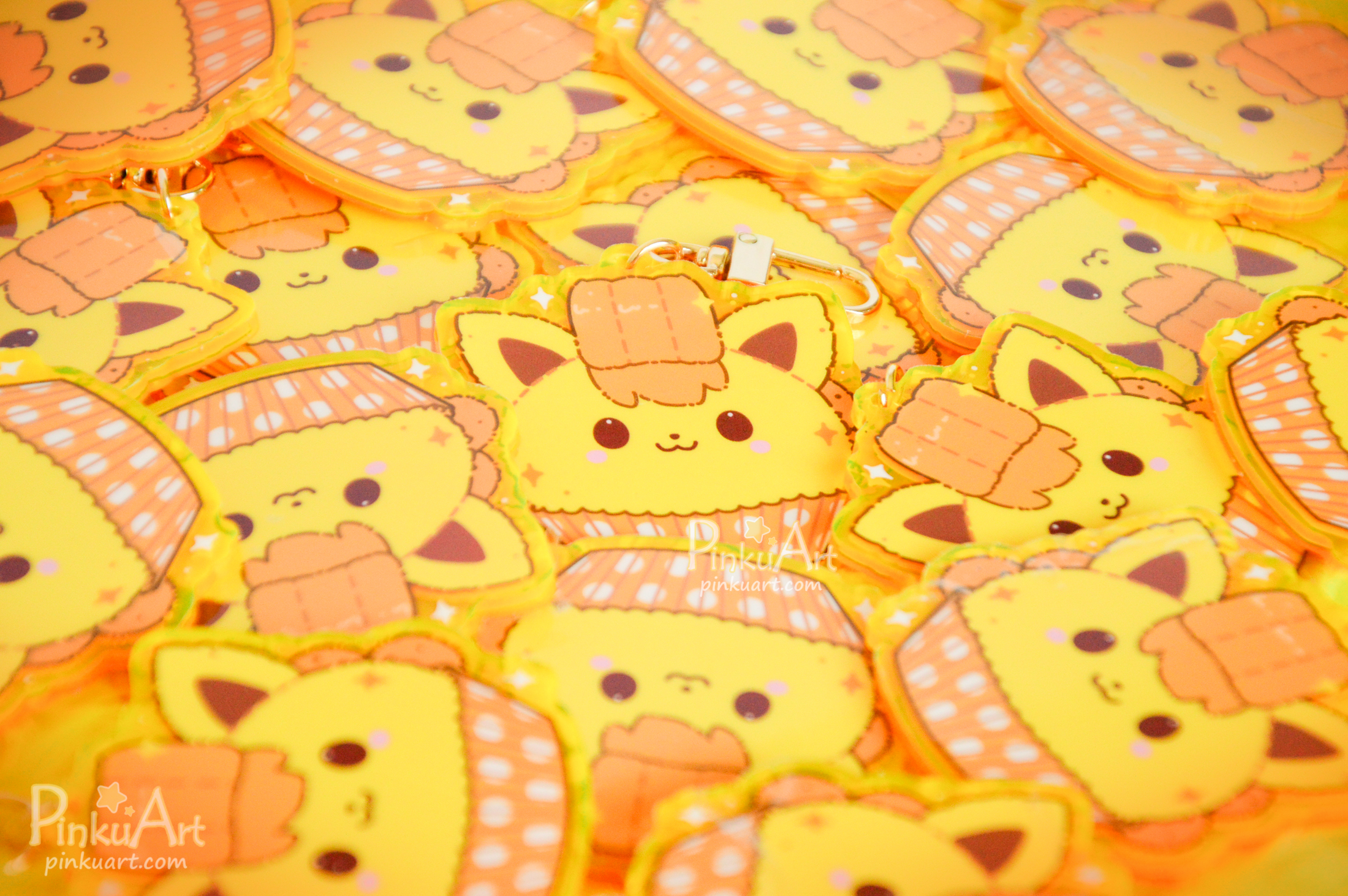 Lemon Fox Mochi TO GO - Kawaii Acrylic Anime Keychain, double sided